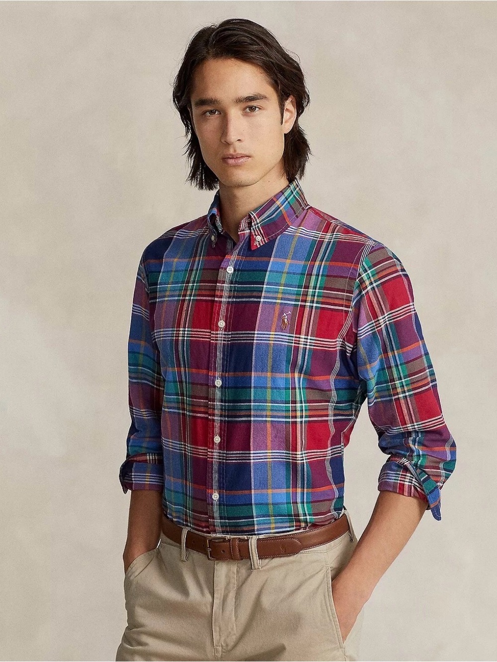 Polo Ralph Lauren Classic Fit Multicolor Plaid Button-Down Oxford Shirt, sz XL